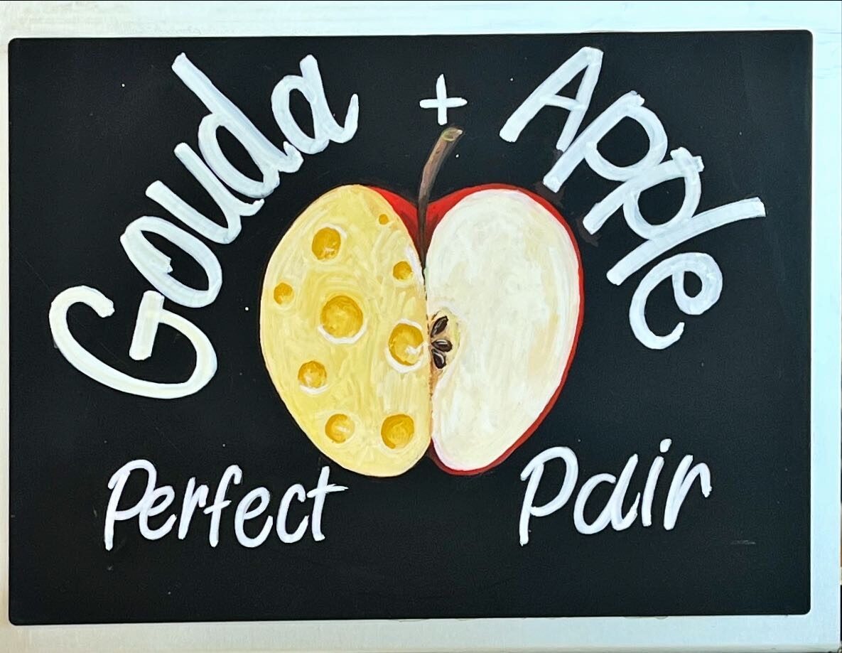 Gouda and apple perfect pair chalkboard detail