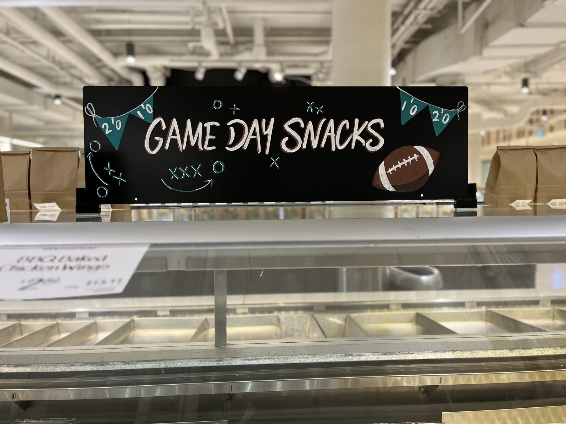 Game day snacks illustrated retail sign