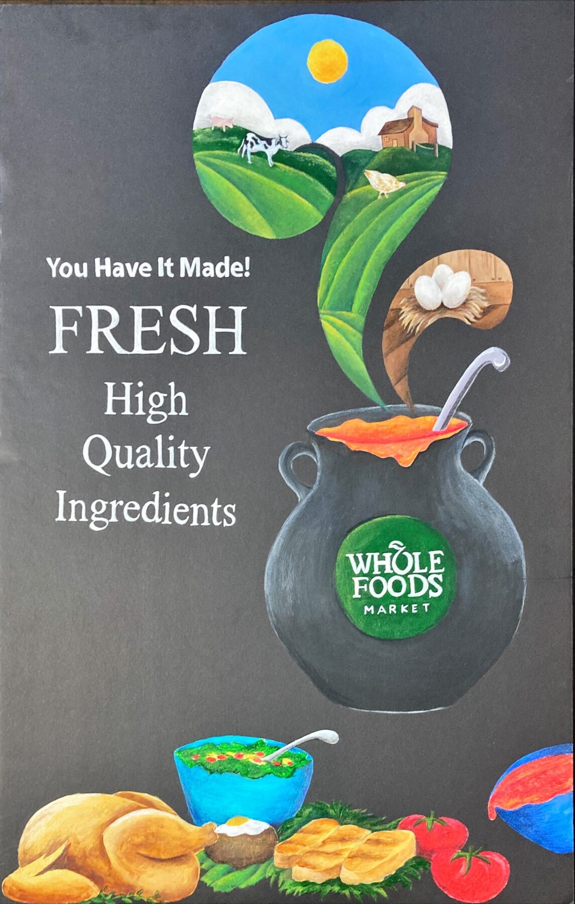 Fresh high-quality ingredients illustrated permanent board