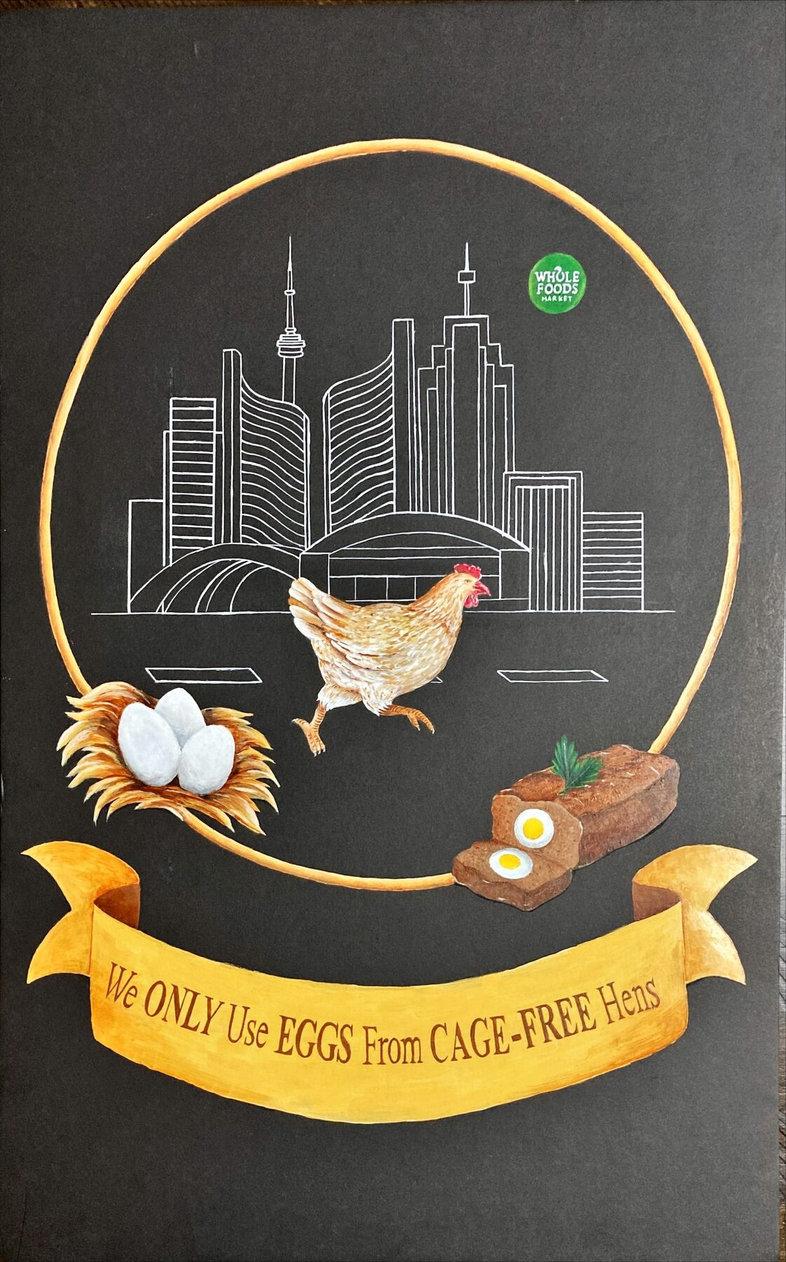 Illustrated Toronto and local eggs permanent sign