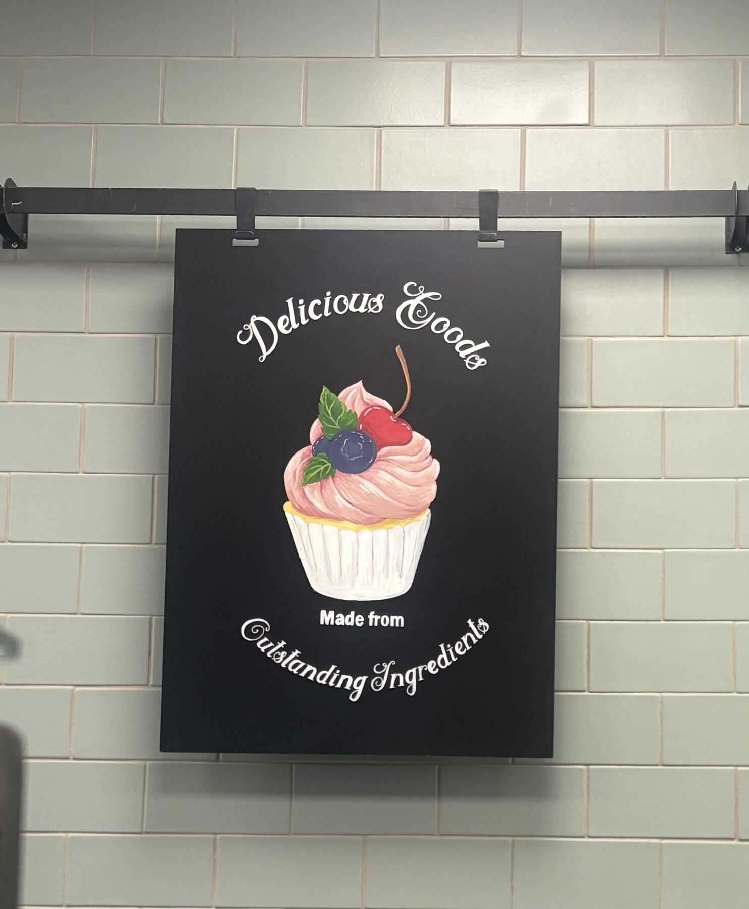 Cupcake ingredient illustration installed in a retail space