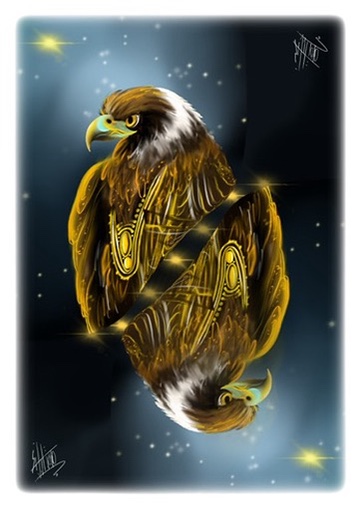 Golden eagle digital illustration by Mona Sani